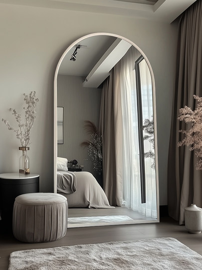 Cream style full-body dressing mirror floor-standing home girls' bedroom wall-mounted clothing store fitting glass high-definition full-length mirror