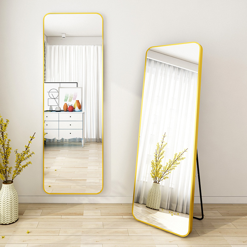 Full body dress floor mirror Home Fitting Girls Bedroom Solid Standing Makeup Ins Wind Long Mirror Small Family-Taobao