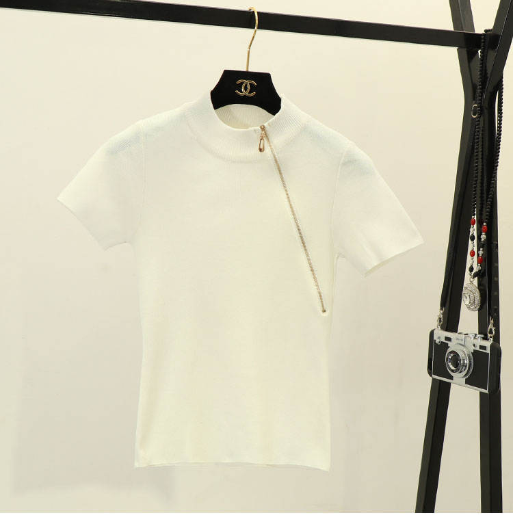 2018 mới Hồng Kông hương vị retro ngắn mỏng phần tay ngắn sọc bó sát áo len k-shirt áo thun nữ mùa hè áo khoác len cardigan nữ