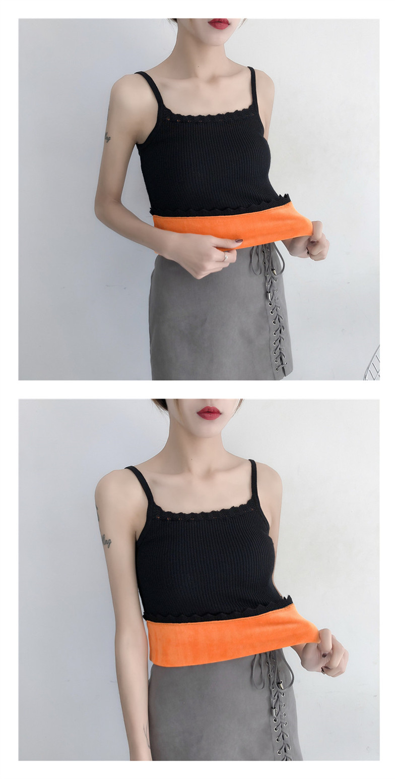 Áo vest yếm cộng với nhung mùa thu đông 2018 mới bên trong đoạn ngắn thon gọn áo len dệt kim ấm áp shop thời trang nữ
