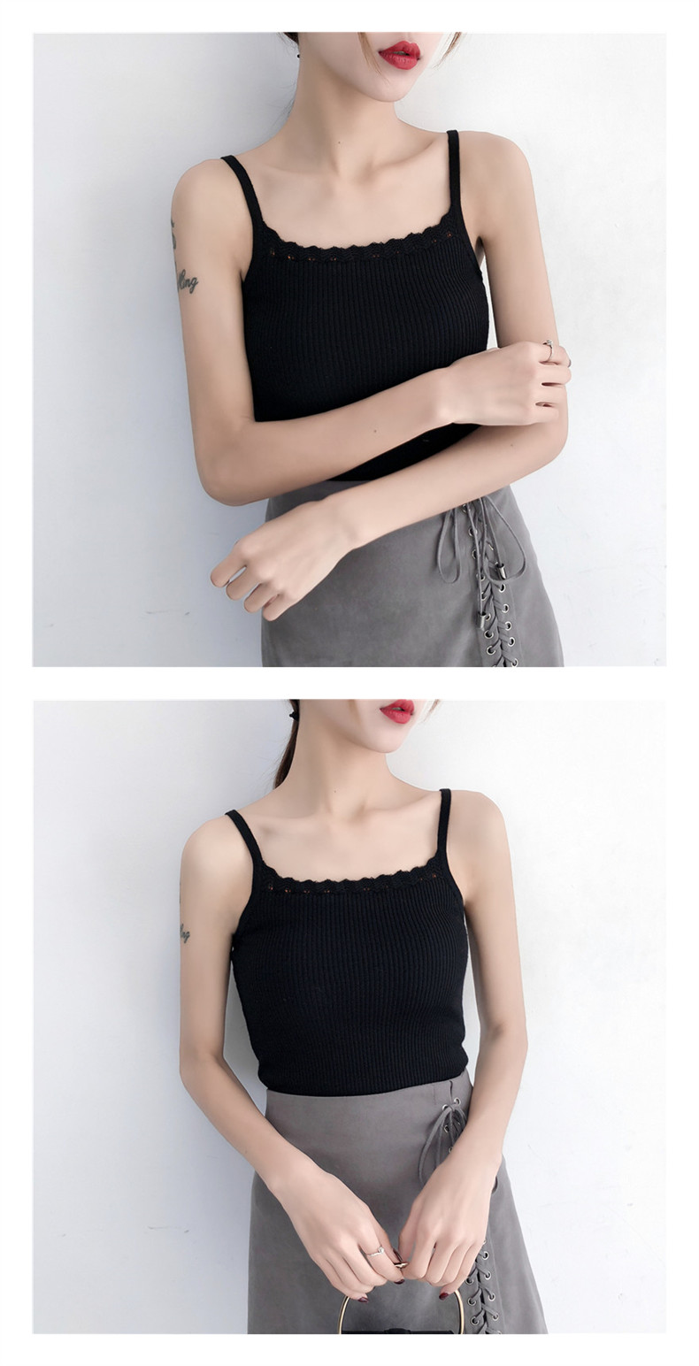 Áo vest yếm cộng với nhung mùa thu đông 2018 mới bên trong đoạn ngắn thon gọn áo len dệt kim ấm áp shop thời trang nữ
