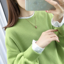 Sweatshirt 2022 new female spring and autumn thin section loose Korean version early autumn leave two blouses small crowdage long sleeve short cec