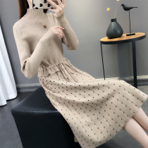 One-piece dress Womens autumn and winter 2022 new womens clothing foreign air knit over a knee long section Temperament Bottom sweaters dress