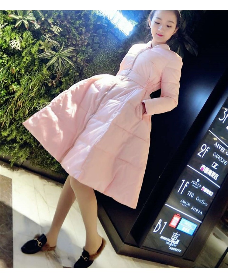 Áo phao cotton size lớn cho nữ dài 2018 mùa thu mới phiên bản Hàn Quốc của áo choàng công chúa cotton áo choàng eo áo phao nữ dài