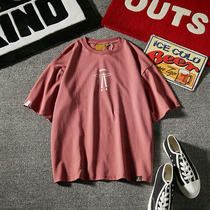 Hot Dog Bar Summer Japanese trend mens printed short sleeve T-shirt Korean casual couple loose top