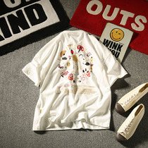 Fuji Travels summer new Japanese trend mens print short sleeve T-shirt casual half-sleeve couple pullover