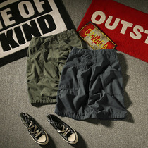 The same summer new Tride mens straight five-leggings big pocket casual loose stitching tooling shorts