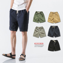 Ji Ming Line summer trend mens drawstring loose five-point pants student casual tooling shorts beach pants