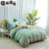 Jia Hui lanh dệt bông denim giường bông chăn 1,5m đơn mảnh giường ký túc xá ba mảnh 1.8m - Bộ đồ giường bốn mảnh Bộ đồ giường bốn mảnh