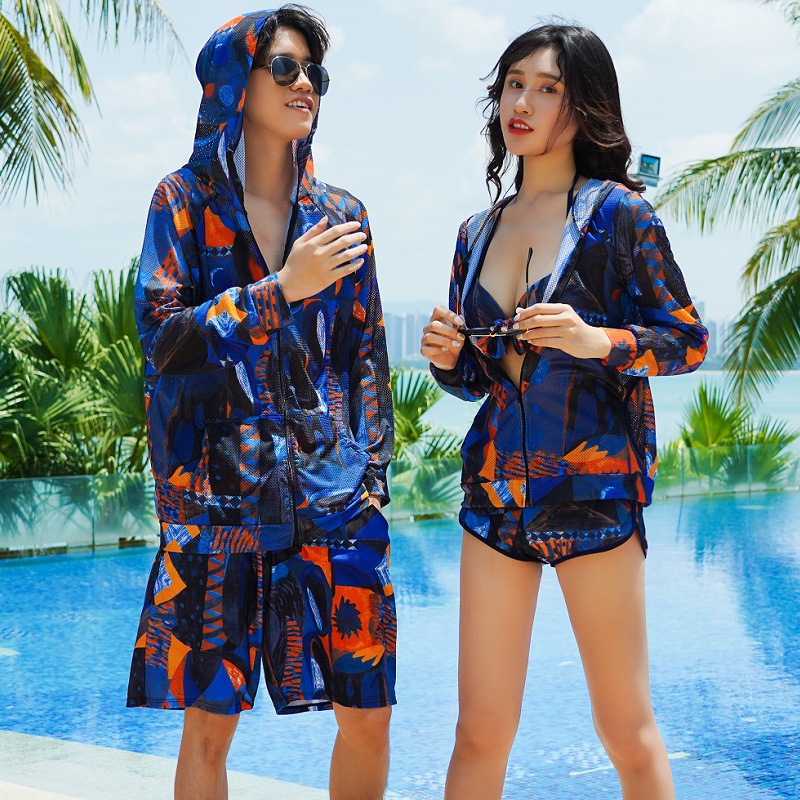Couple Swimsuit Women 2021 New Couples Beach Pants Set Sexy Water Park Men Swimsuit Soaking Hot Spring