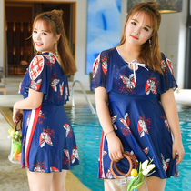 Large size swimsuit female fat mm loose belly cover thin conservative swimsuit big chest fat sister Korean hot spring swimsuit