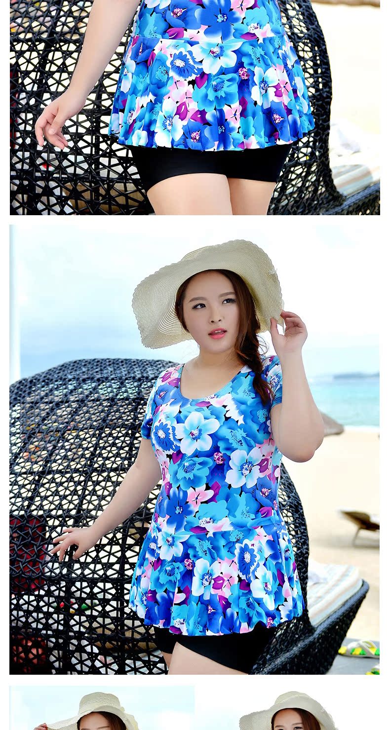 Đồ bơi cỡ lớn nữ béo mm200 kg che bụng giảm béo mùa xuân áo tắm trung niên đồ bơi mẹ bảo thủ - Bộ đồ bơi One Piece áo tắm một mảnh