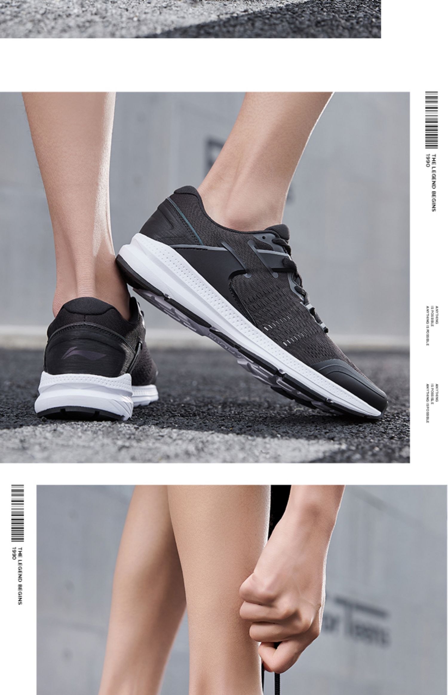 Giày chạy bộ Li Ning giày nam 2019 mùa thu lưới thoáng khí giày nam màu đen giày lưới mùa hè giày thể thao nam - Giày chạy bộ giày thể thao sneaker