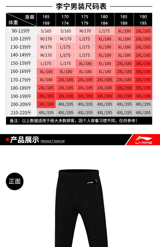 Quần Li Ning nam quần 2019 hè thoáng khí chạy quần tập kín miệng chín quần mỏng phần ống rộng - Quần thể thao