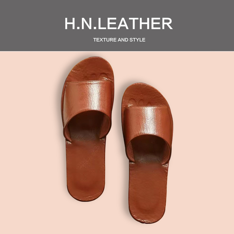[First Layer Buffalo Leather] High-End Summer Slippers for Couples, Home Use, Indoor Floor, Full Genuine Leather Slippers for Men and Women