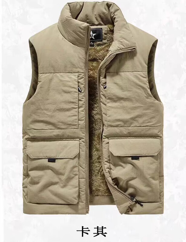 Reversible Vest for Men, Spring and Autumn, Fleece-Lined, Warm, Multi-Pocket, Sleeveless Jacket