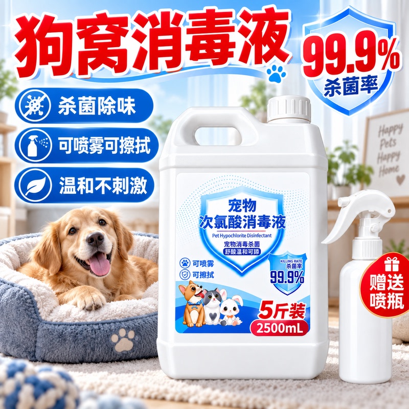 Dog Kennel Disinfectant and Sterilizing Liquid, Pet-Specific, Eliminates Urine Odor, No-Rinse Cleaning, Sterilization, Hypochlorous Acid Spray Dog Kennel Disinfectant and Sterilizing Liquid, Pet-Specific, Eliminates Urine Odor, No-Rinse Cleaning, Sterilization, Hypochlorous Acid Spray