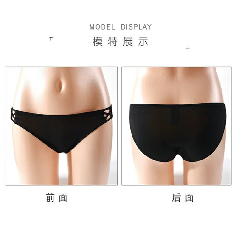 Châu Âu và Mỹ sexy đồ lót cotton của phụ nữ cô gái eo thấp quần sịp vải cotton cotton thoáng khí màu đen và trắng xám - Nam giới