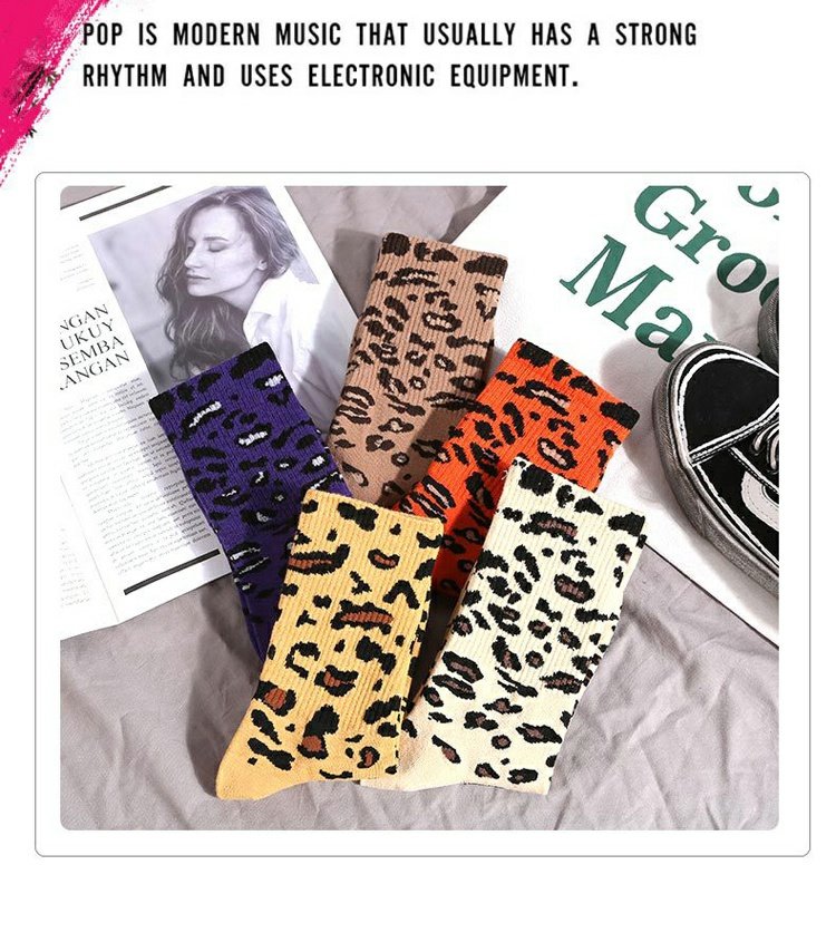 Mùa thu và mùa đông vớ cotton retro cotton ấm áp thời trang cá tính xu hướng da báo trong đống vớ shop bán tất nam nữ