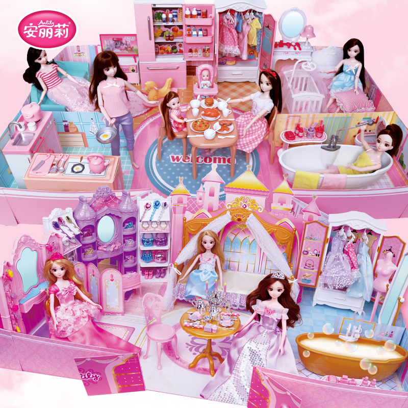 Anlili Play House Dollhouse Dream Mansion Villa House Girl Princess Birthday Gift Toy Set