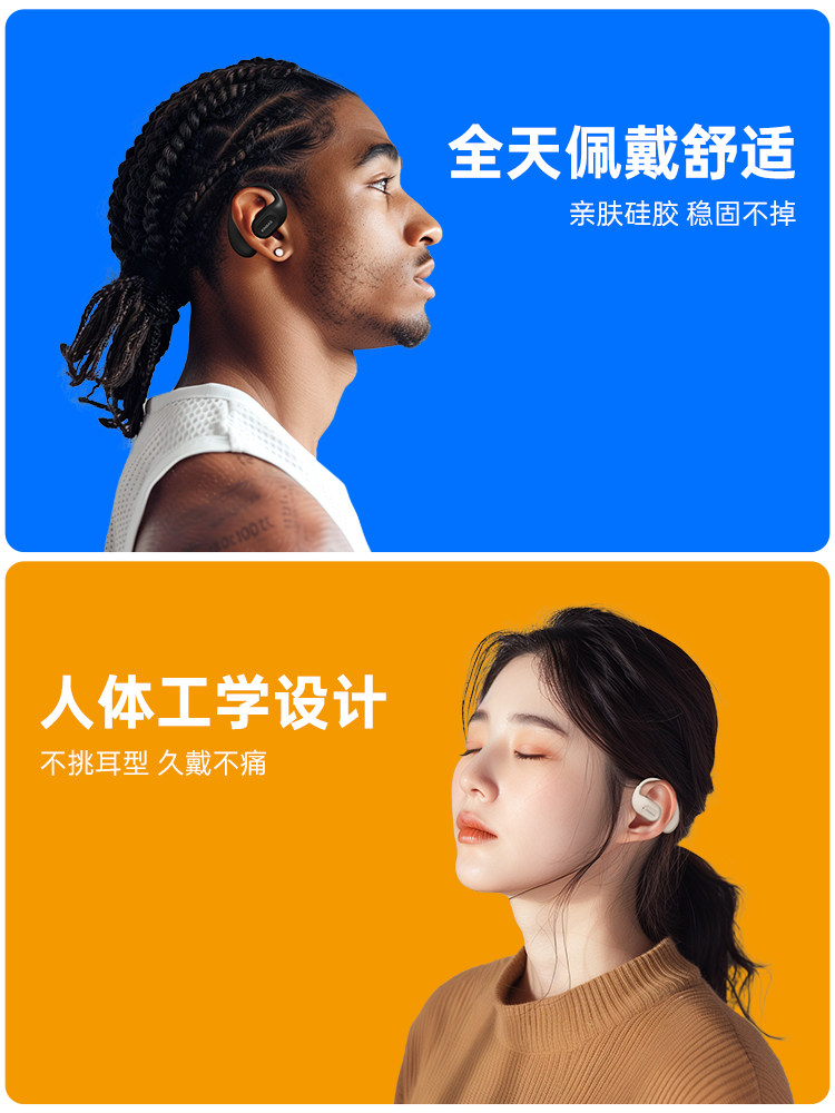 100 Hours of Long Battery Life_ Bluetooth Earphones, Over-Ear Wireless Bone Conduction, Open Design, Non-In-Ear, for Sports and Gaming 2026