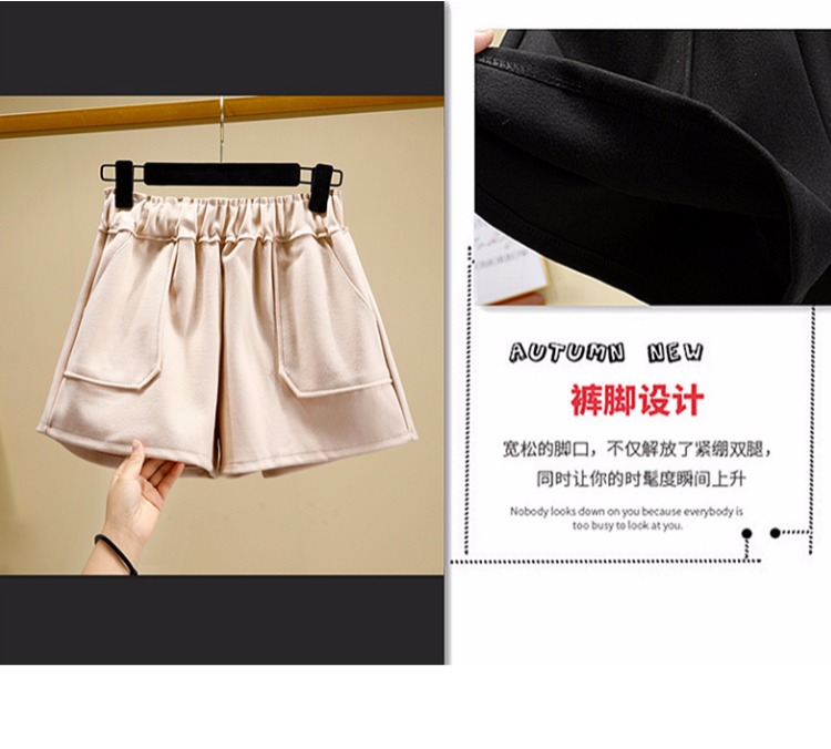 Quần short len ​​cạp cao mùa thu đông 2018 mẫu quần legging rộng màu đen mới mỏng bên ngoài mặc quần ống rộng đế bệt quần sooc đẹp cho người béo