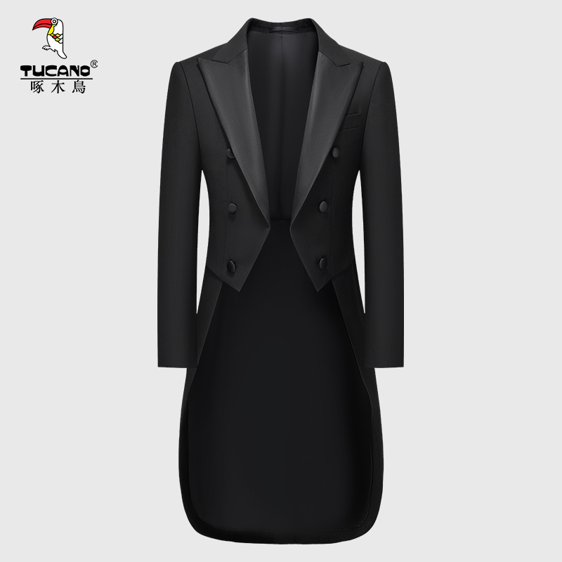 ウッドペッカーのタキシード、結婚式の新郎、シングルスーツジャケット、男性の結婚式の司会者、宴会パフォーマンス、マジシャン