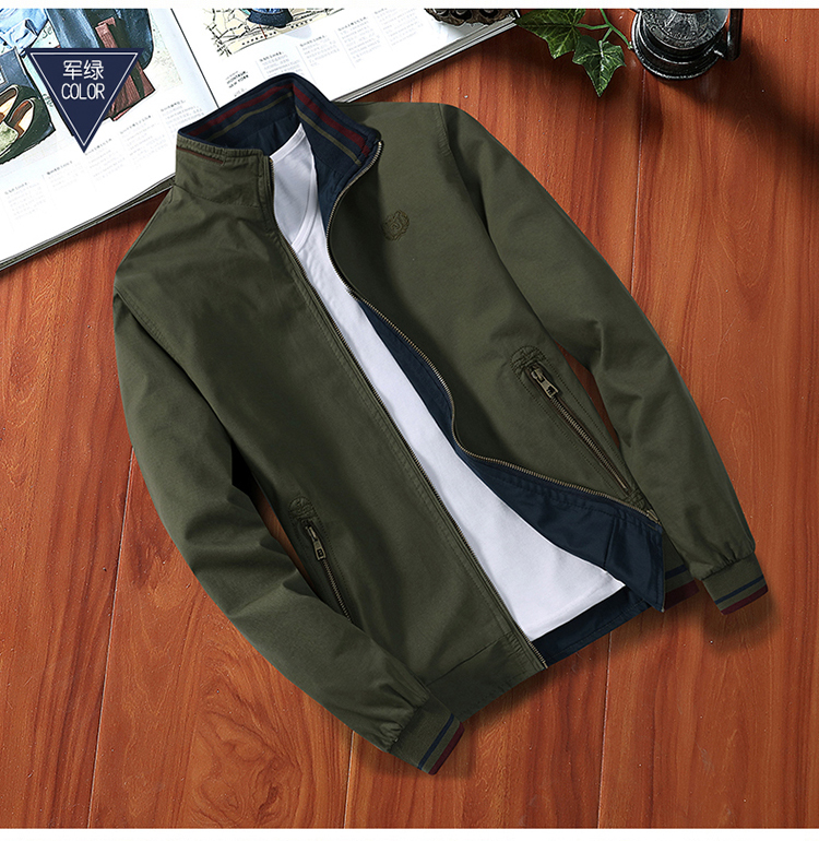 Áo khoác cotton cho nam trung niên của cha trung niên mặc áo mỏng hai mặt mùa thu áo khoác cha bomber nam