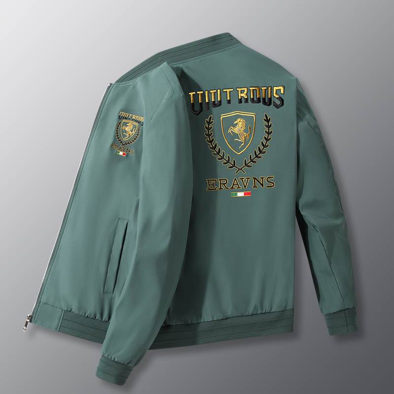 Spring and Autumn Trendy Brand Embroidered Men's Business Casual High-End Jacket Winter Fleece-Lined Bomber Jacket Baseball Uniform