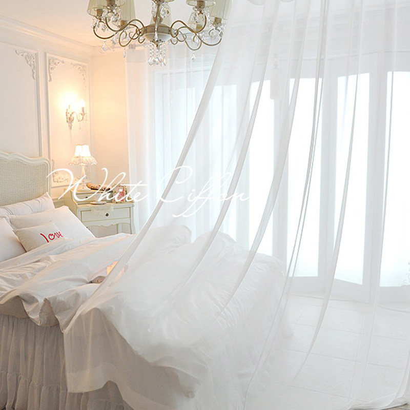 White gauze curtain gauze curtain transparent non-transparent bedroom balcony semi-blackout window screen Nordic simple partition bay window solid color