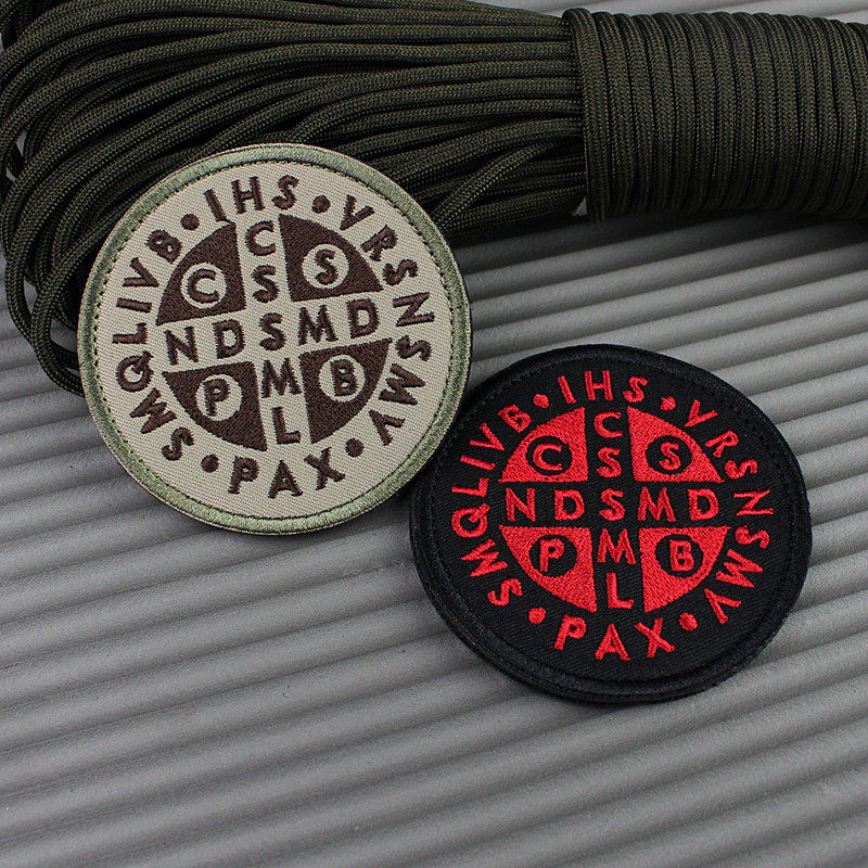 Cross of St. Benedict Crusader Tactical Morale Badge Embroidered Velcro Armband Badge Patch Patch