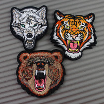 Tiger head wolf head bear head Velcro badge personality Velcro clothes patch backpack stick armband outdoor Velcro