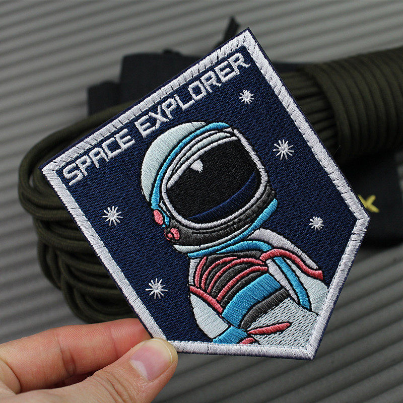 Encrypted embroidery space adventure arm chapter Space Explorer Magic Label Badge Bag