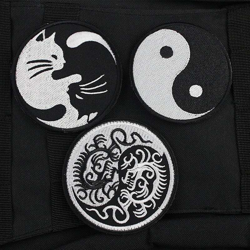 Military Fan Velcro chapter Armband Papachi cat Yin and Yang Kung Fu Chinese balance symbol Tai Chi Dragon magic cloth sticker