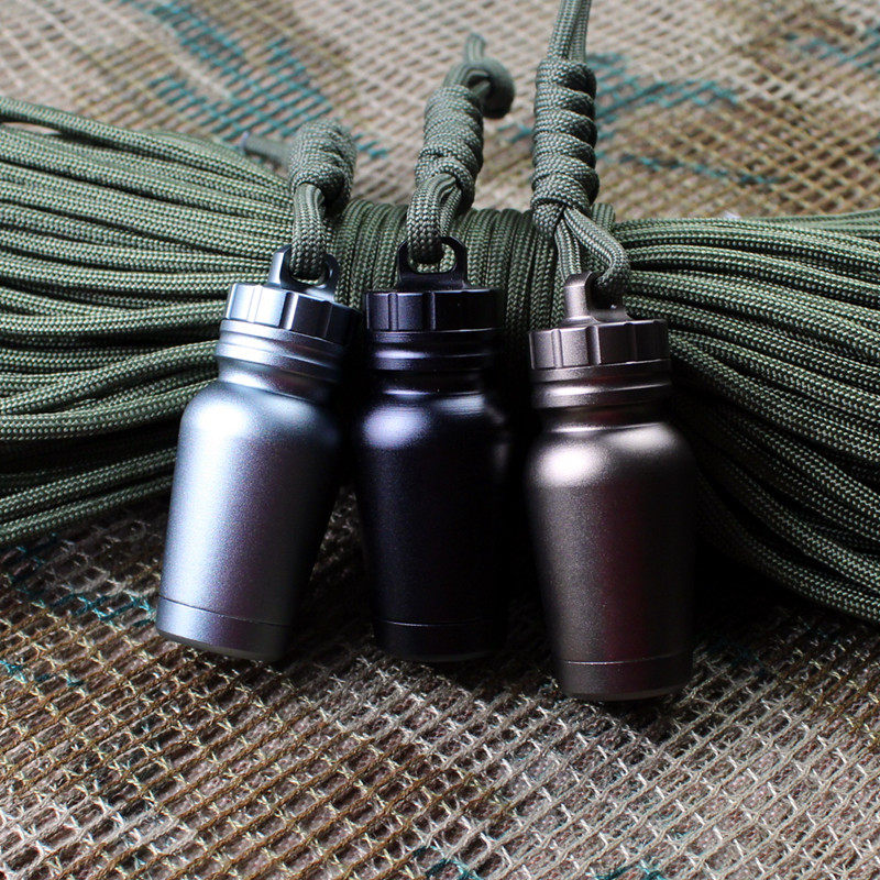 New Outdoor Waterproof Bin Aluminum Alloy Courtson Pill Full Waterproof Jars Seal Capsule Bottle EDC Pendant