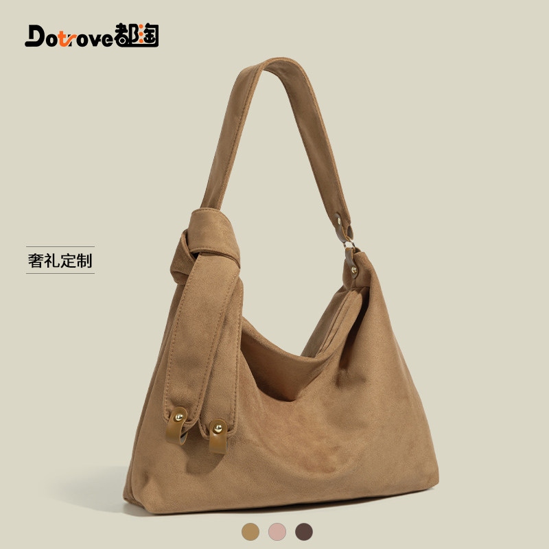 Женская замшевая сумка-тоут большой емкости на одно плечо Dutao, новинка 2025 года, зимняя универсальная сумка-мессенджер для поездок на работу подмышками