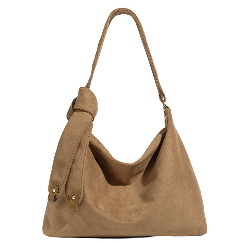 DUTAO Suede Large Capacity Brown Tote Bag for Women, Spring/Summer New Arrival, Work Commute Shoulder Underarm Crossbody Bag - Thumbnail 5