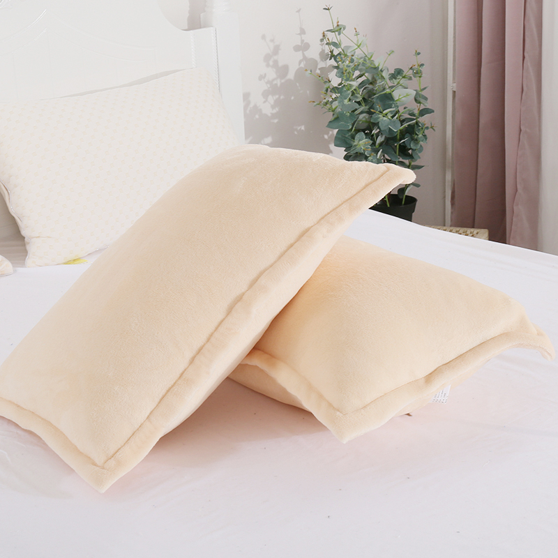 Màu sắc tinh khiết vỏ gối san hô lông cừu vỏ gối dày flannel vỏ gối đôi gối đơn - Gối trường hợp gối kim đan