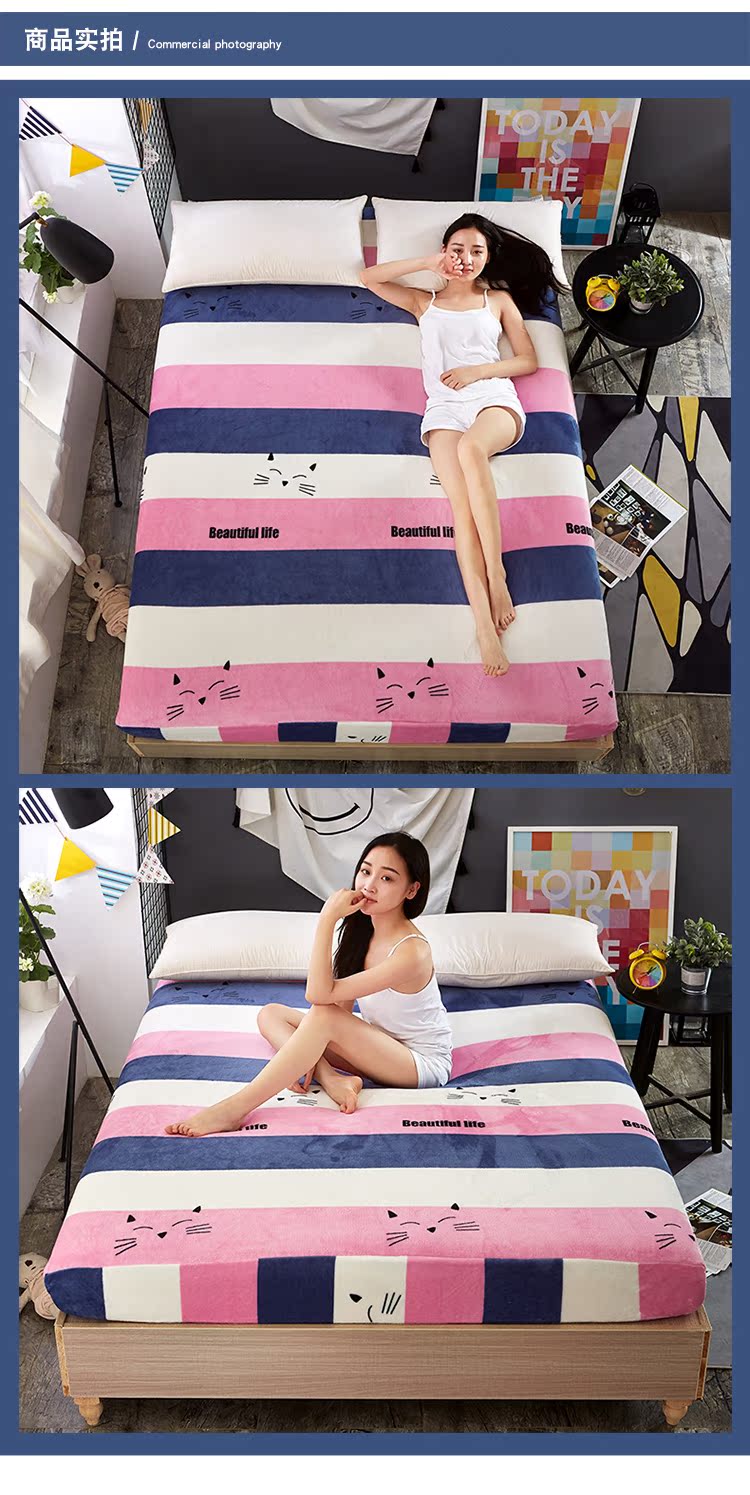 Mùa đông ấm áp flannel bed 笠 san hô lông cừu trải giường Simmons bảo vệ nệm bọc nệm trượt giường đơn mảnh ga trải giường chun đẹp	