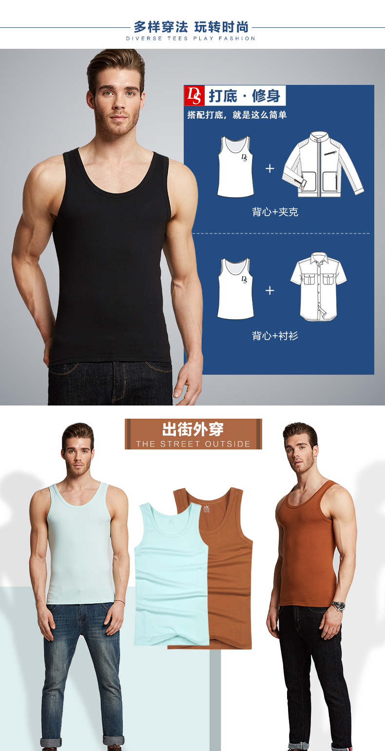 Kangaroo vest nam thể thao chặt chẽ đáy áo mùa hè căng vest Slim thanh niên tập thể dục chạy áo triều