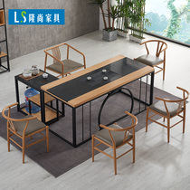 Tea table and chair combination simple modern solid wood coffee table new Chinese reception log kung fu tea table tea table