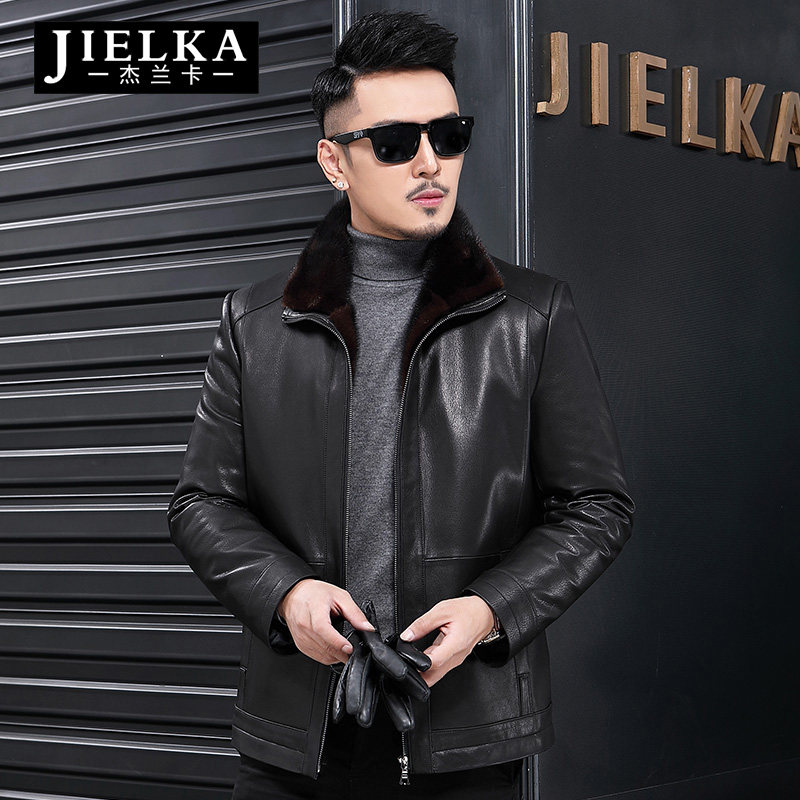 (clear warehouse special price) Haining genuine leather leather clothing male ferret leather to overcome whole mink fur coat men's coat