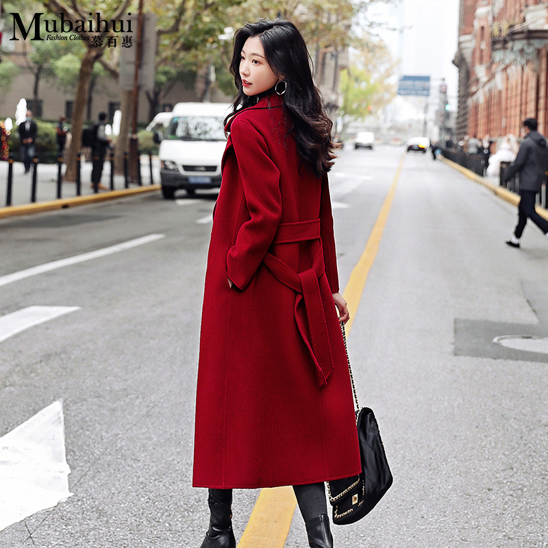 Red Double-Sided Cashmere Coat for Women, Mid-Length, 2026 Winter New High-End Wedding Pure Wool Woolen Coat Red Double-Sided Cashmere Coat for Women, Mid-Length, 2026 Winter New High-End Wedding Pure Wool Woolen Coat