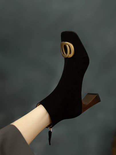 Bottes à glissière arrière à talons à talons épais à talons épais à talons