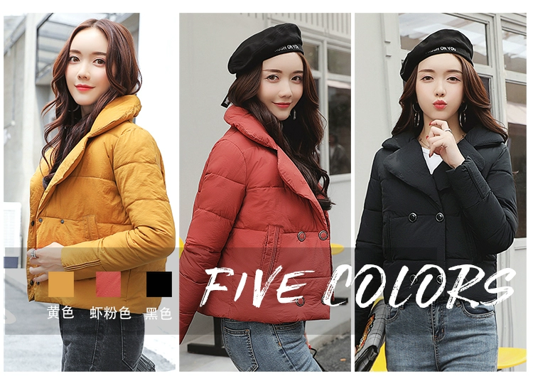 Áo khoác cotton chống mùa cho phụ nữ phù hợp với cổ áo quần short cotton ngắn nữ 2018 phiên bản mới Hàn Quốc của đôi gò bồng đảo mỏng tự nhiên