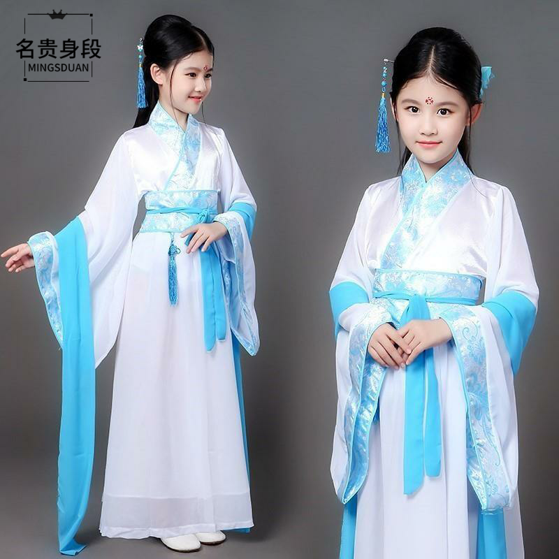 Hanfu girls 9-10 robe fairy big boy children Hanfu girls ancient costume super fairy spring and summer photo children's clothing girl