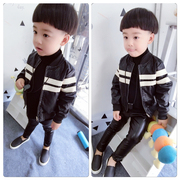 . Boys áo mùa thu / đông 2020 mới của Hàn Quốc phiên bản của chiếc áo khoác da bé PU 1-3-5 tuổi áo khoác đen.