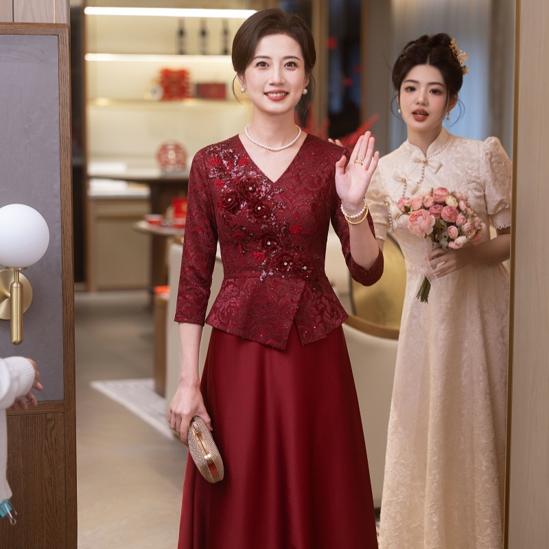 Mother's Wedding Banquet Dress, Elegant and Youthful, Mother-In-Law's Wedding Banquet Outfit, 2026 Wedding Dress, Plus Size Petite Dress Mother's Wedding Banquet Dress, Elegant and Youthful, Mother-In-Law's Wedding Banquet Outfit, 2026 Wedding Dress, Plus Size Petite Dress