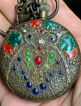 Antiques enamel old-fashioned clocks European-style wall clocks pure copper double-open old-fashioned pocket watches mechanical watches