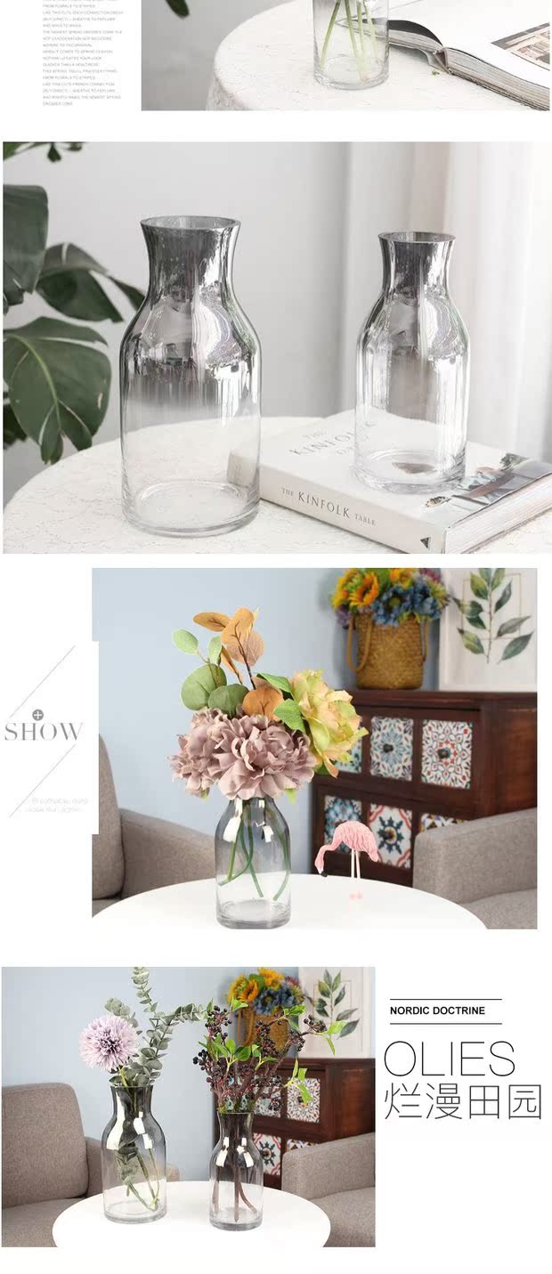 Sản phẩm mới đơn giản Bắc Âu gradient Aurora ánh sáng sang trọng bình thủy tinh phòng khách nhà TV tủ hoa hoa nước - Vase / Bồn hoa & Kệ chậu kẹp ban công
